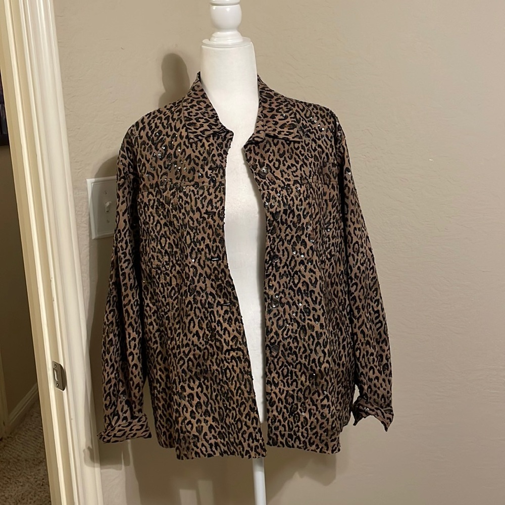 Chico’s - Lightweight Sequin Jacket; Lined; Black… - image 1